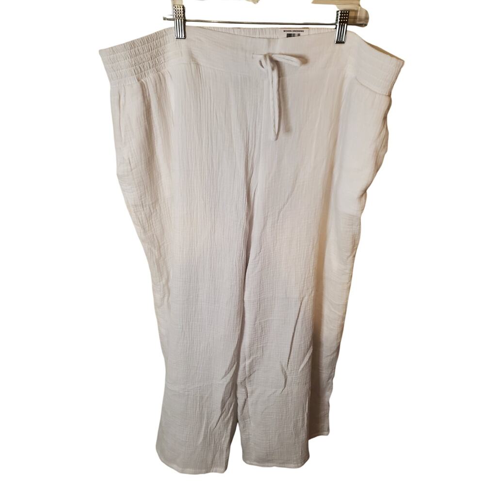 JM Collection Wide Leg White Flowy Pants, NWT, 3X